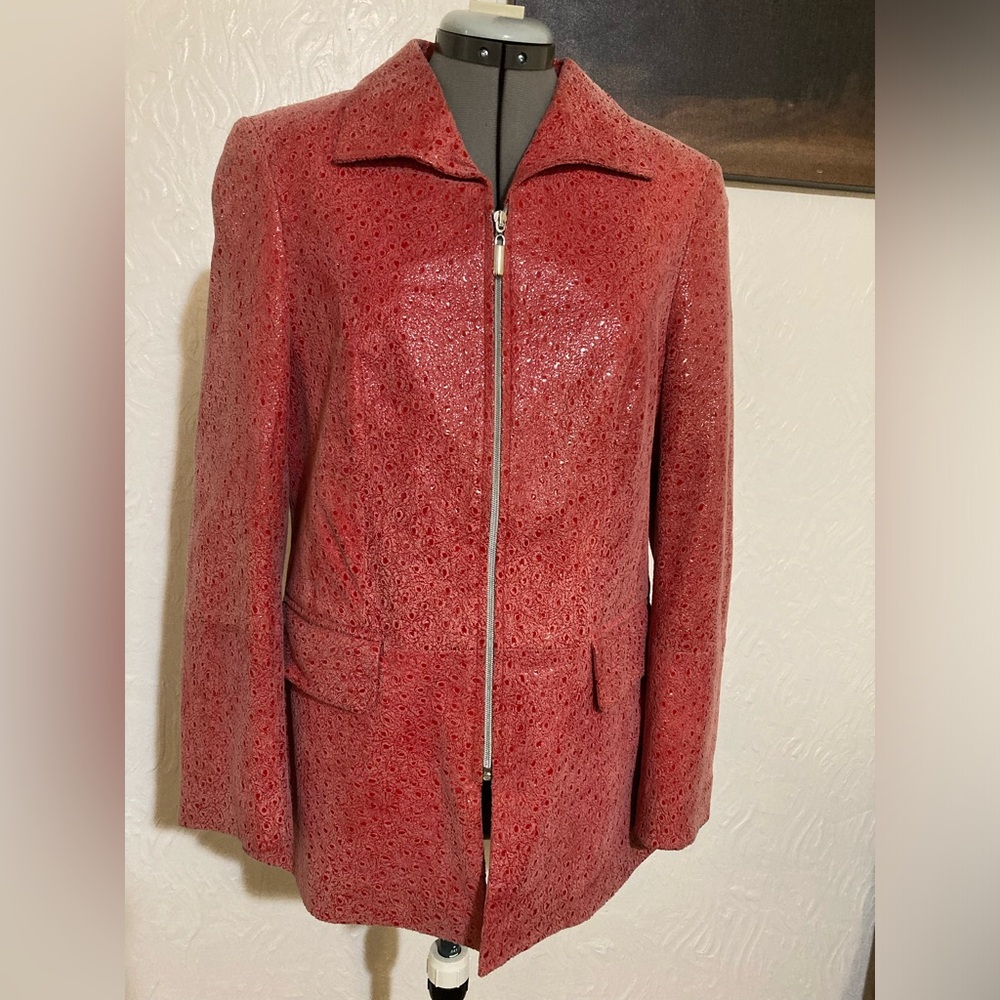 Efe vintage rare red textured 100%  German lamb leather jacket size 36= M